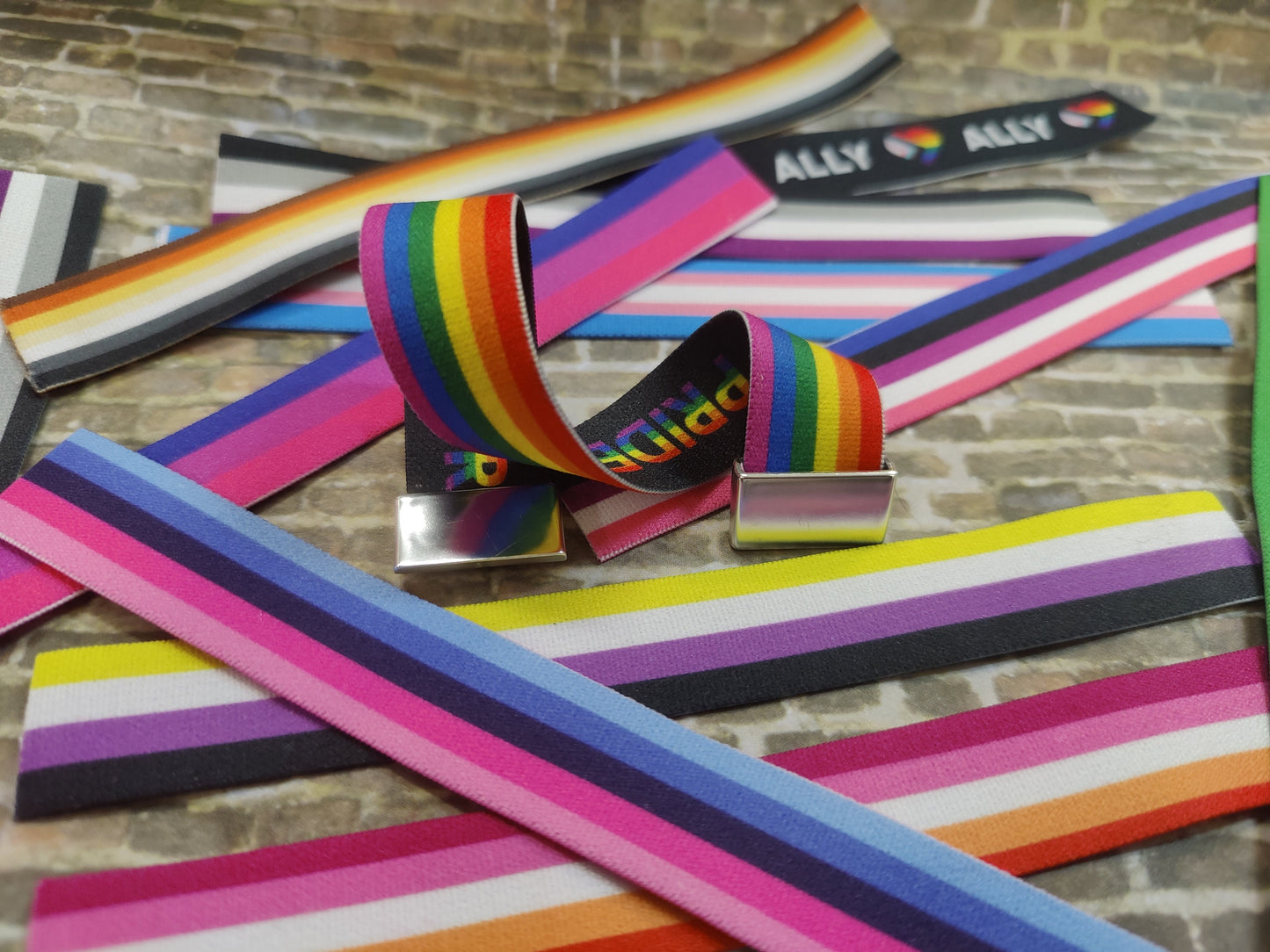 Premium Pride 2023- Elastic Wristband Bracelet - stretchy elastic with magnetic clasp - heavy duty, design does not fade/peel, washable 7/8"