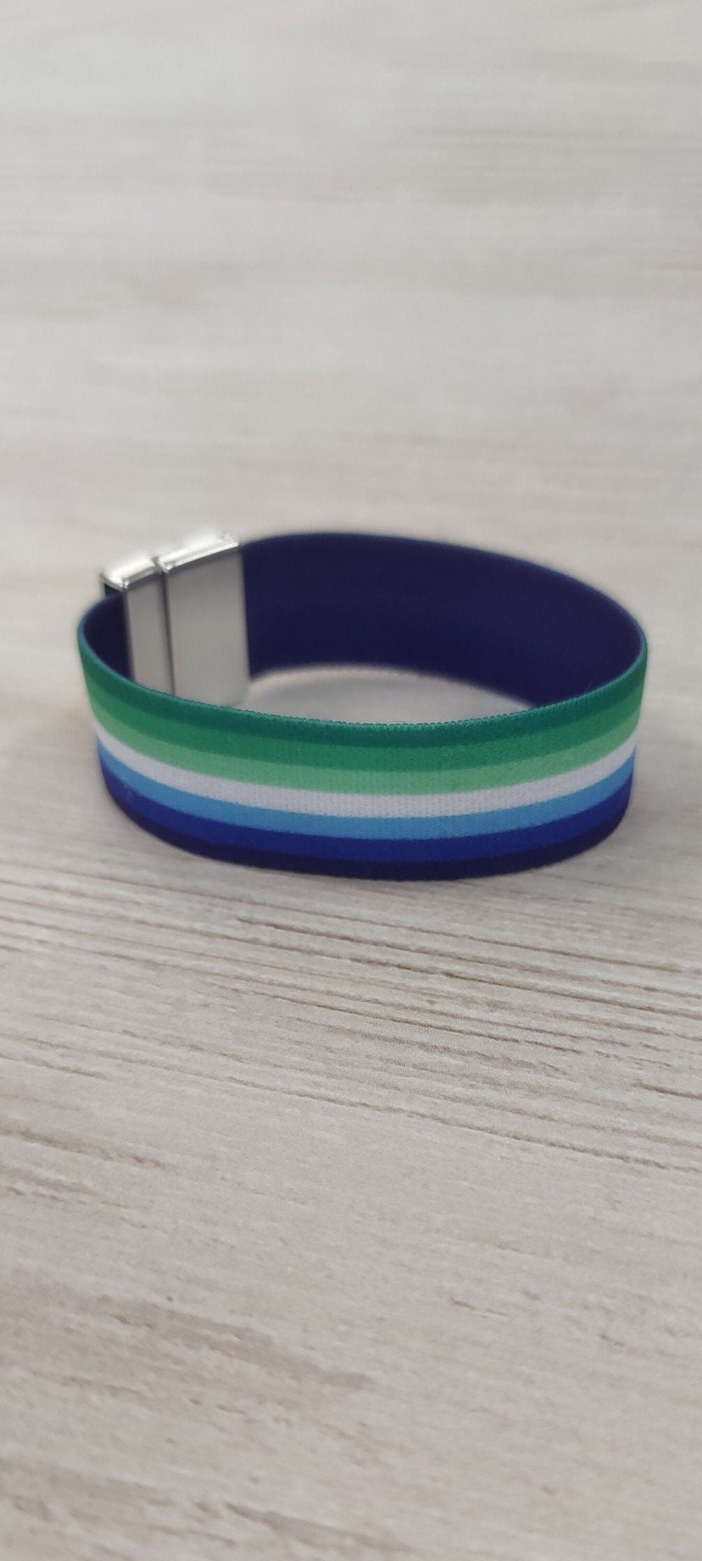 Gay Pride Flag - Thick Elastic Wristband Bracelet - stretchy elastic magnetic clasp - heavy duty, design does not fade, washable 7/8"