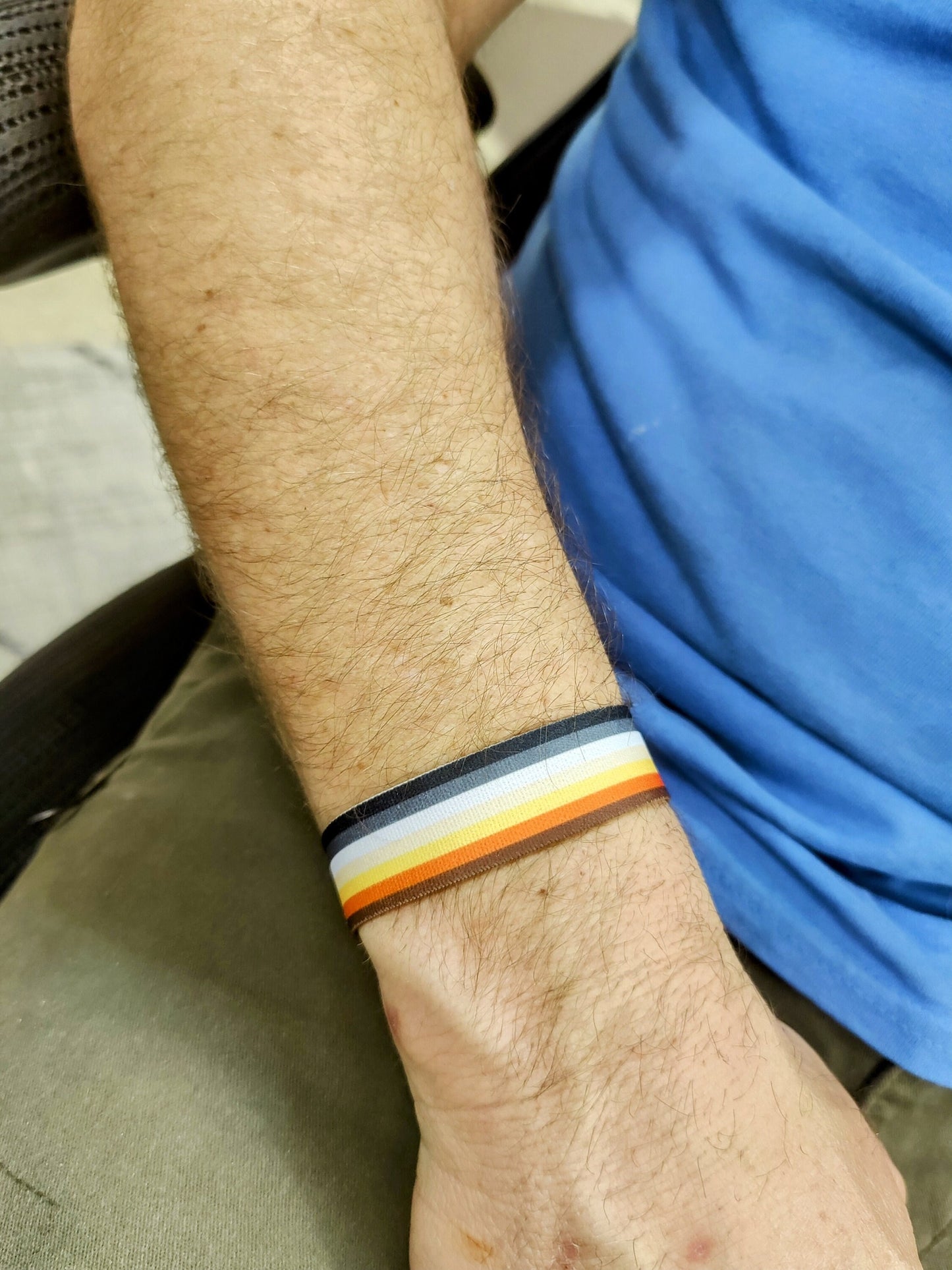 Gay Pride Flag - Thick Elastic Wristband Bracelet - stretchy elastic magnetic clasp - heavy duty, design does not fade, washable 7/8"
